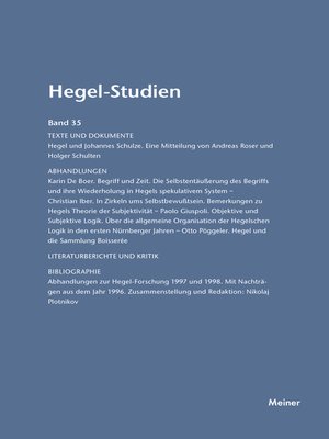 cover image of Hegel-Studien Band 35